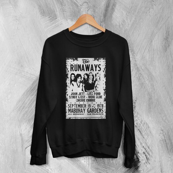 The Runaways Mabuhay Gardens 70s Rock Concert Graphic Vintage Band Sweatshirt - Picture 1 of 5